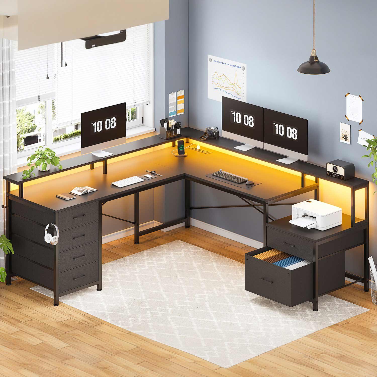 Evoke Forte L-Desk with Drawer System - Image 2