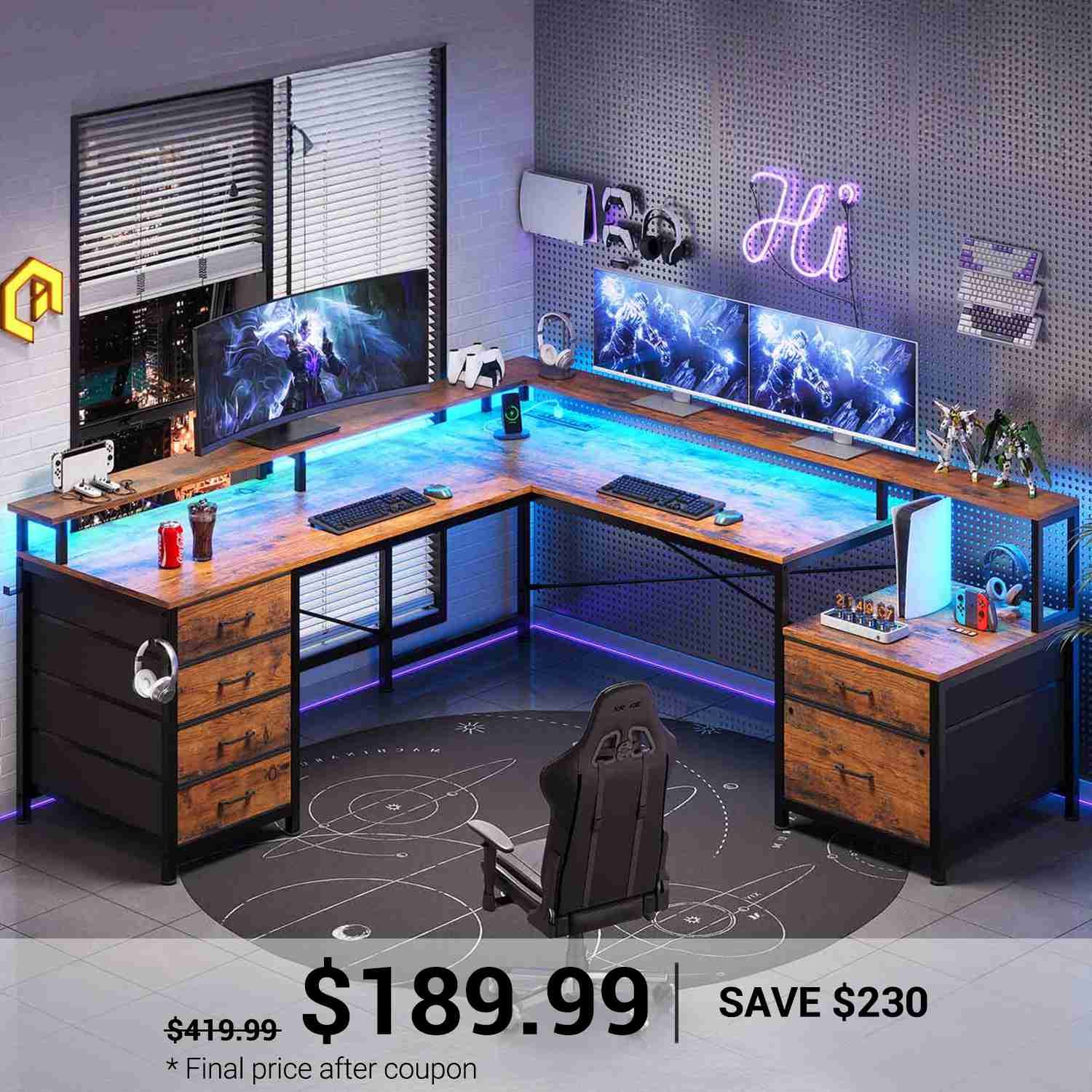 Evoke Forte L-Desk with Drawer System - Image 18