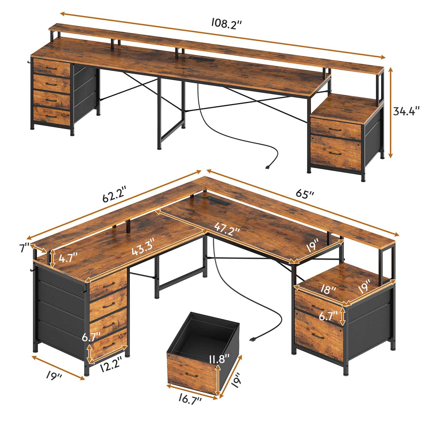 Evoke Forte L-Desk with Drawer System - Image 13