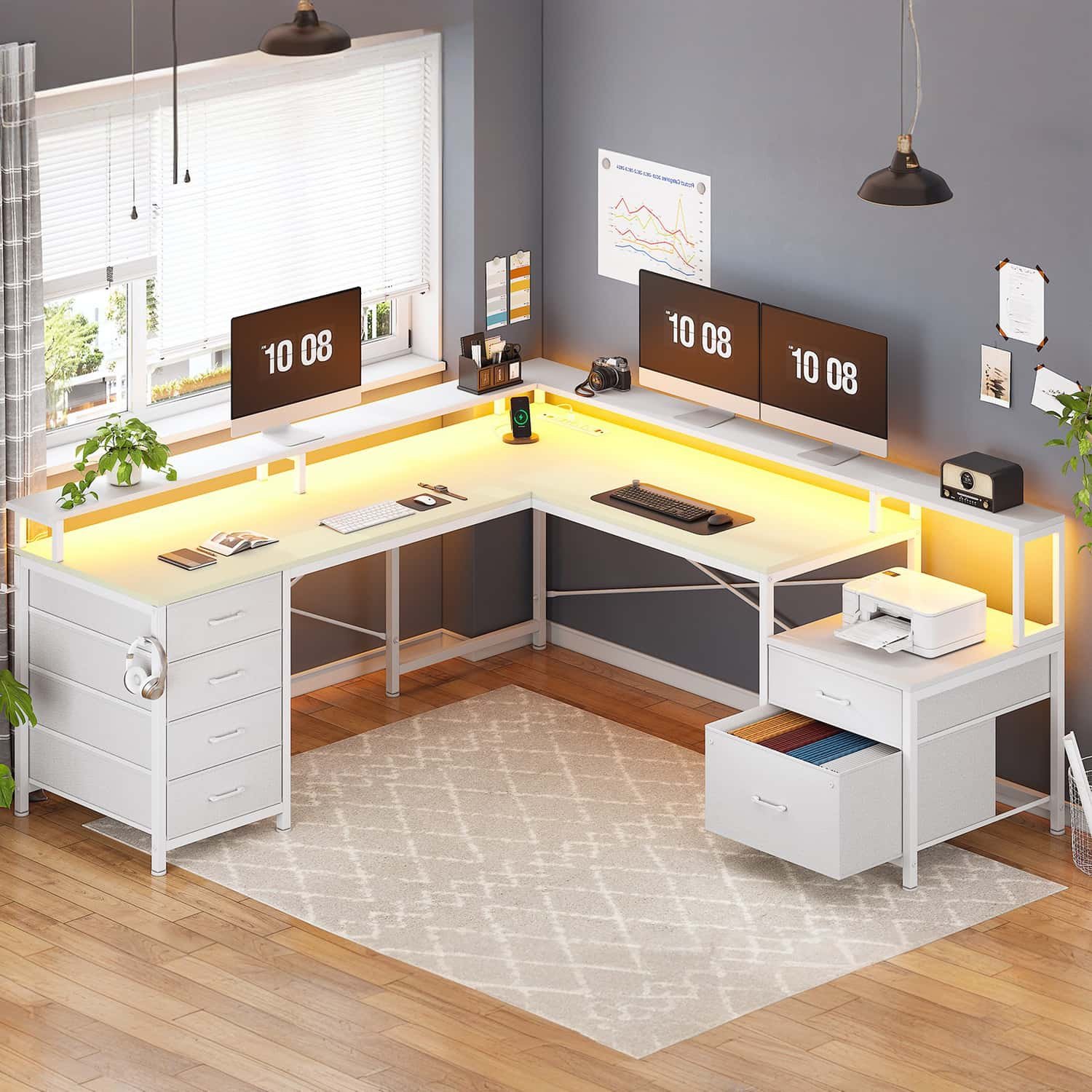 Evoke Forte L-Desk with Drawer System - Image 19