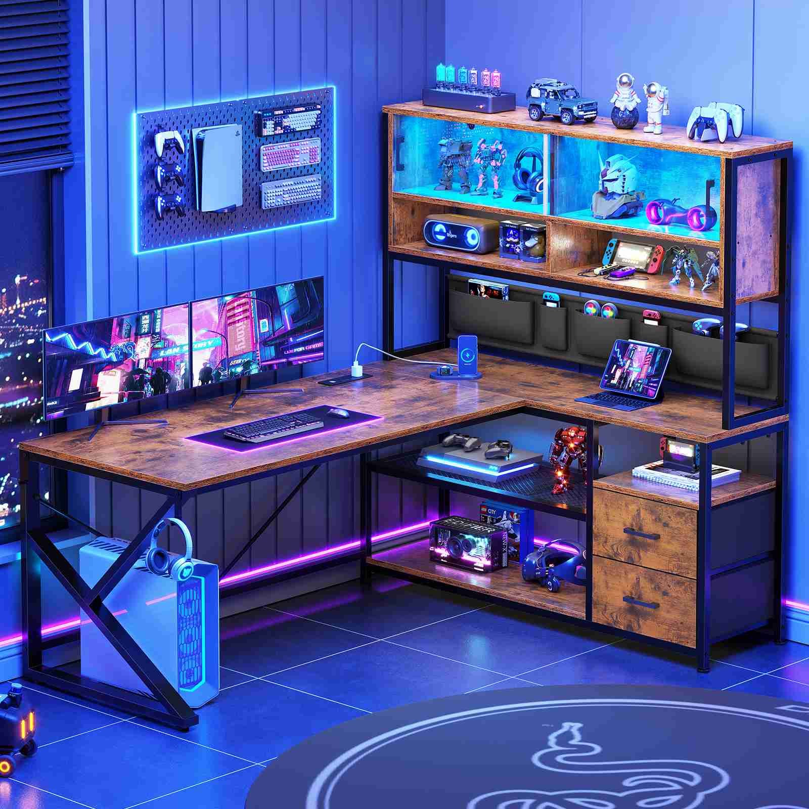 Evoke Enigma L-Desk with storage & Hutch - Image 5