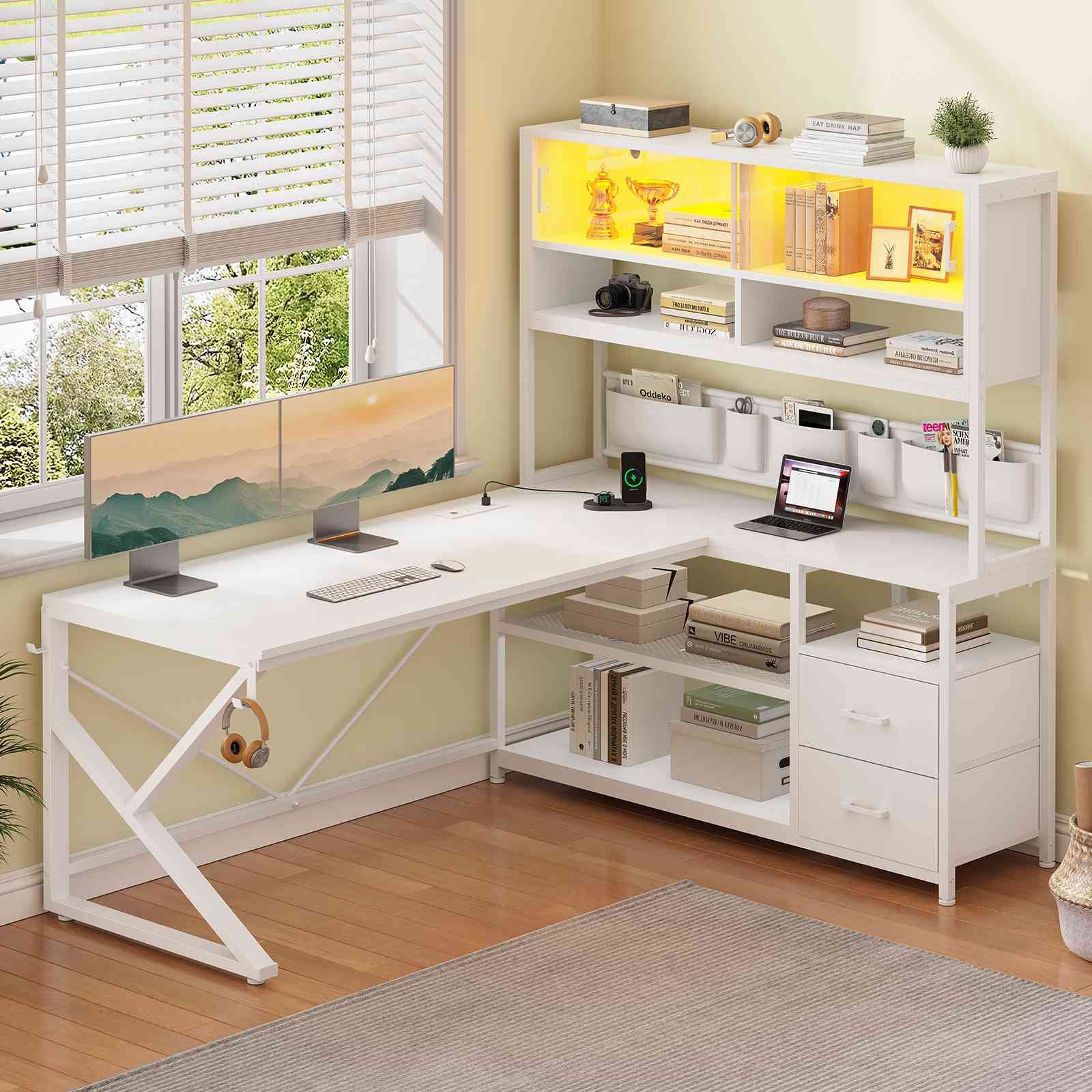 Evoke Enigma L-Desk with storage & Hutch - Image 10