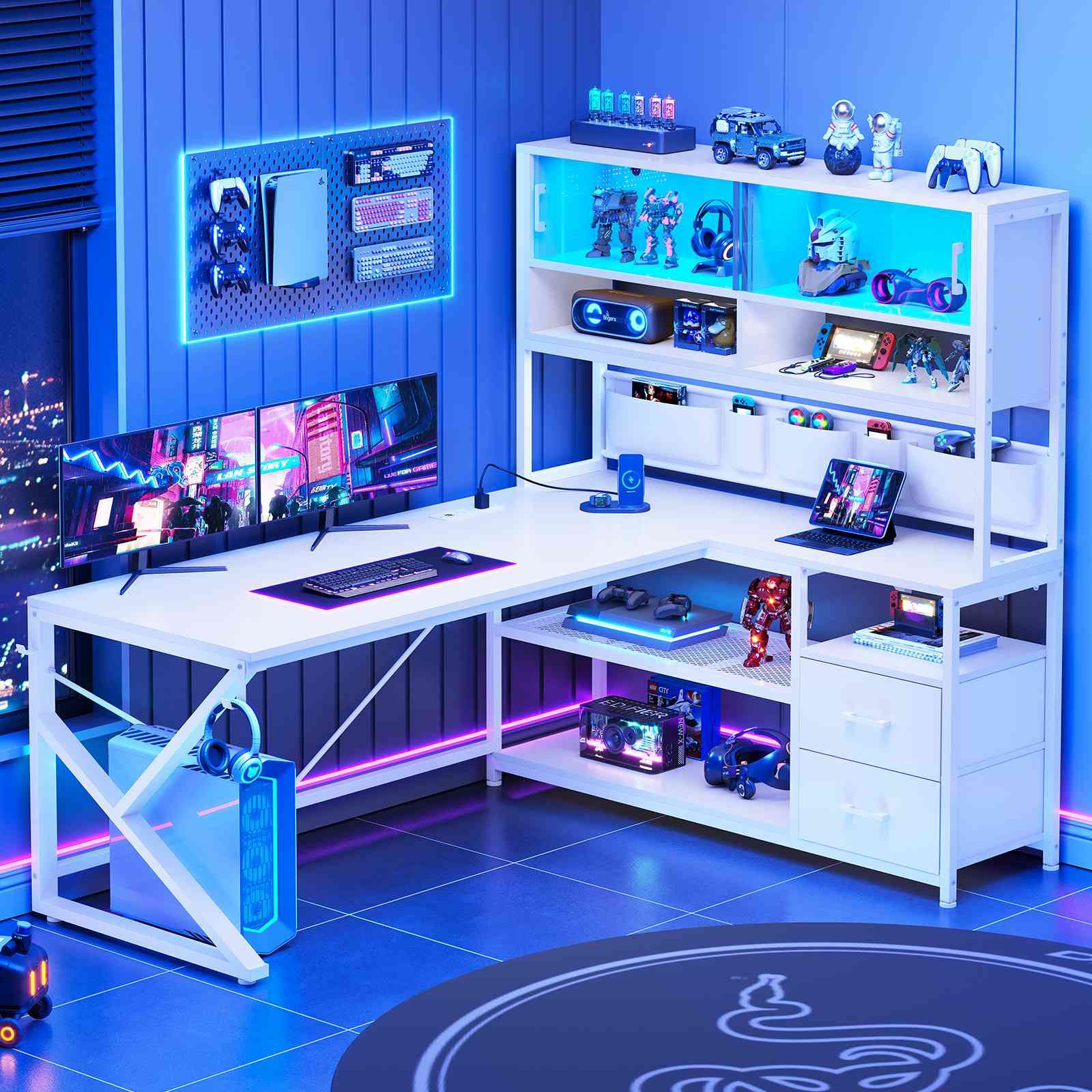 Evoke Enigma L-Desk with storage & Hutch - Image 12